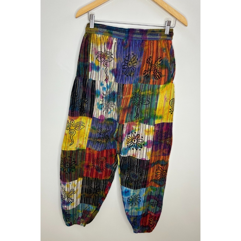 Rising International Patchwork Harem Pants Boho Hippie Festival Nepal Medium - Picture 10 of 11